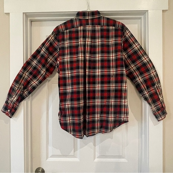 Vintage Ralph Lauren Classic Fit Plaid Flannel Button Down Shirt Men Large Red - Picture 2 of 7